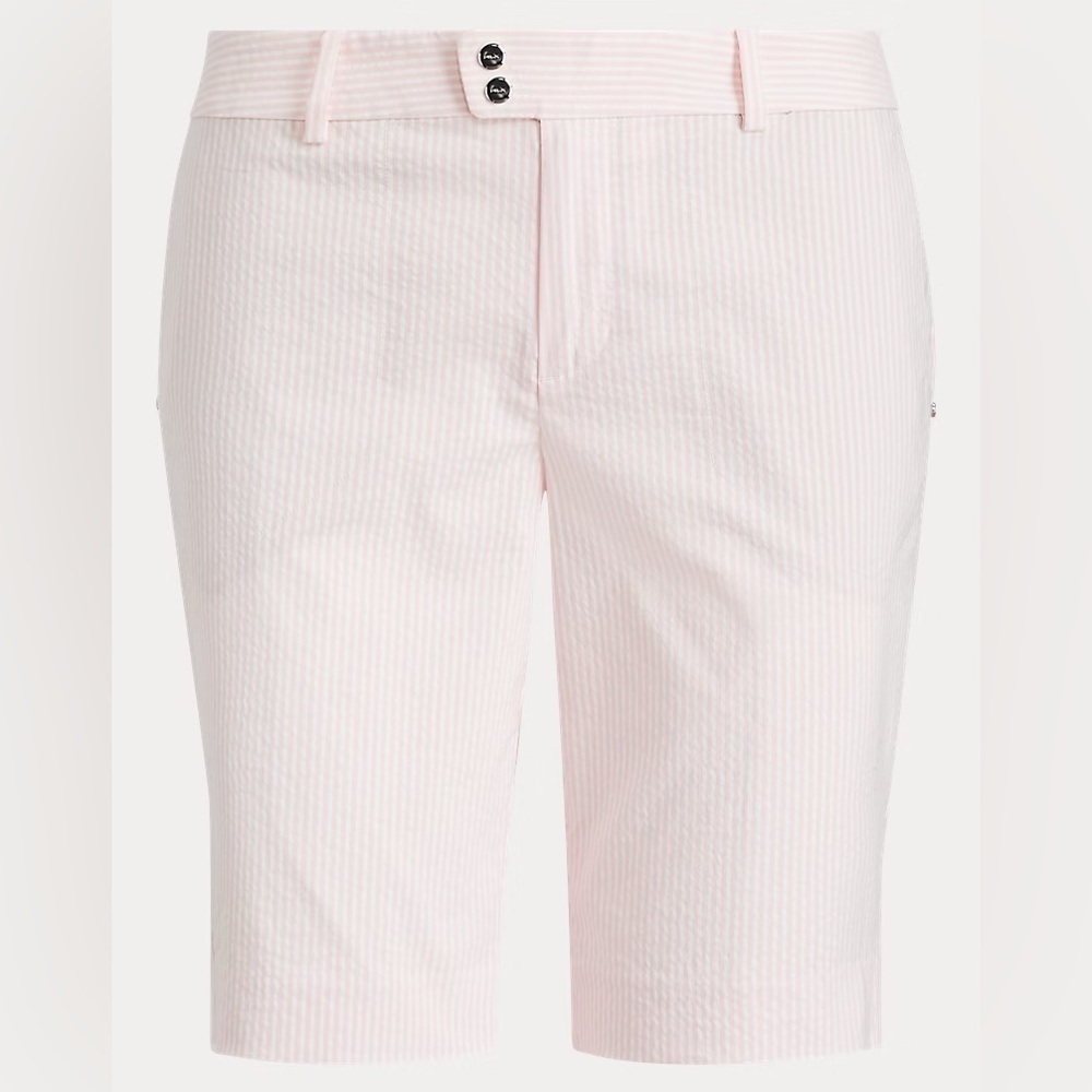 RLX Ralph Lauren Golf Striped Cotton Blend Shorts Island Pink Seersucker size 12